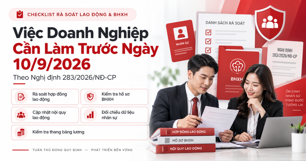 Việc Doanh Nghiệp Cần Làm Trước Ngày 10/9/2026: Checklist Rà Soát Lao Động Và Bảo Hiểm Xã Hội Theo Nghị Định 283/2026/NĐ-CP