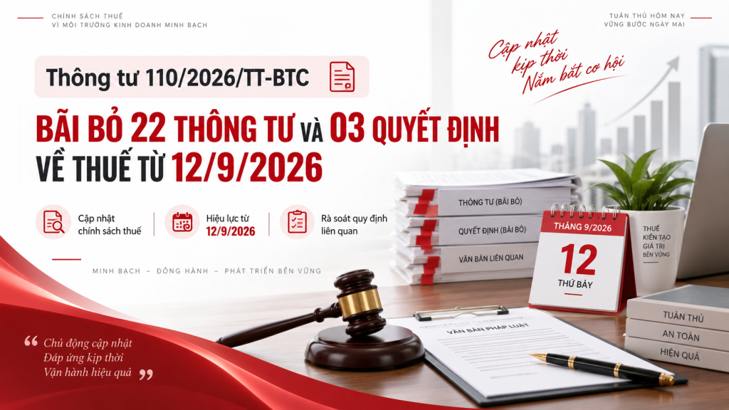 Thông tư 110/2026/TT-BTC Bãi Bỏ 22 Thông Tư Và 03 Quyết Định Về Thuế Từ 12/9/2026
