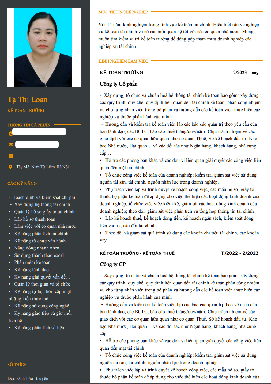 ACAC Tạ Thij Loan CV